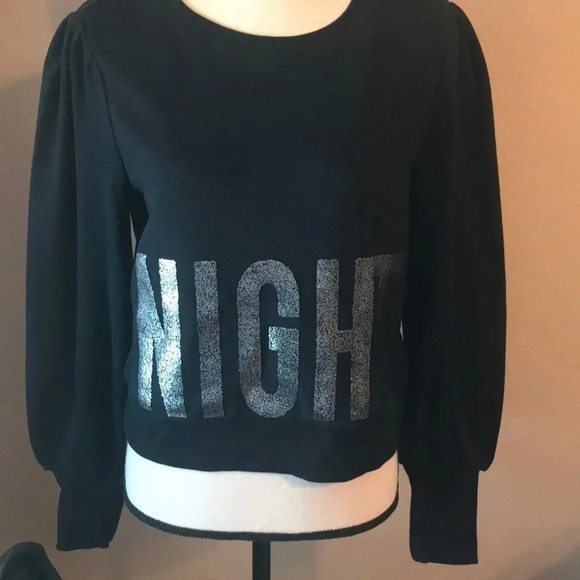 🍁Gorgeous Night Textured Puff-Shoulder Sweatshirt - Picture 2 of 5
